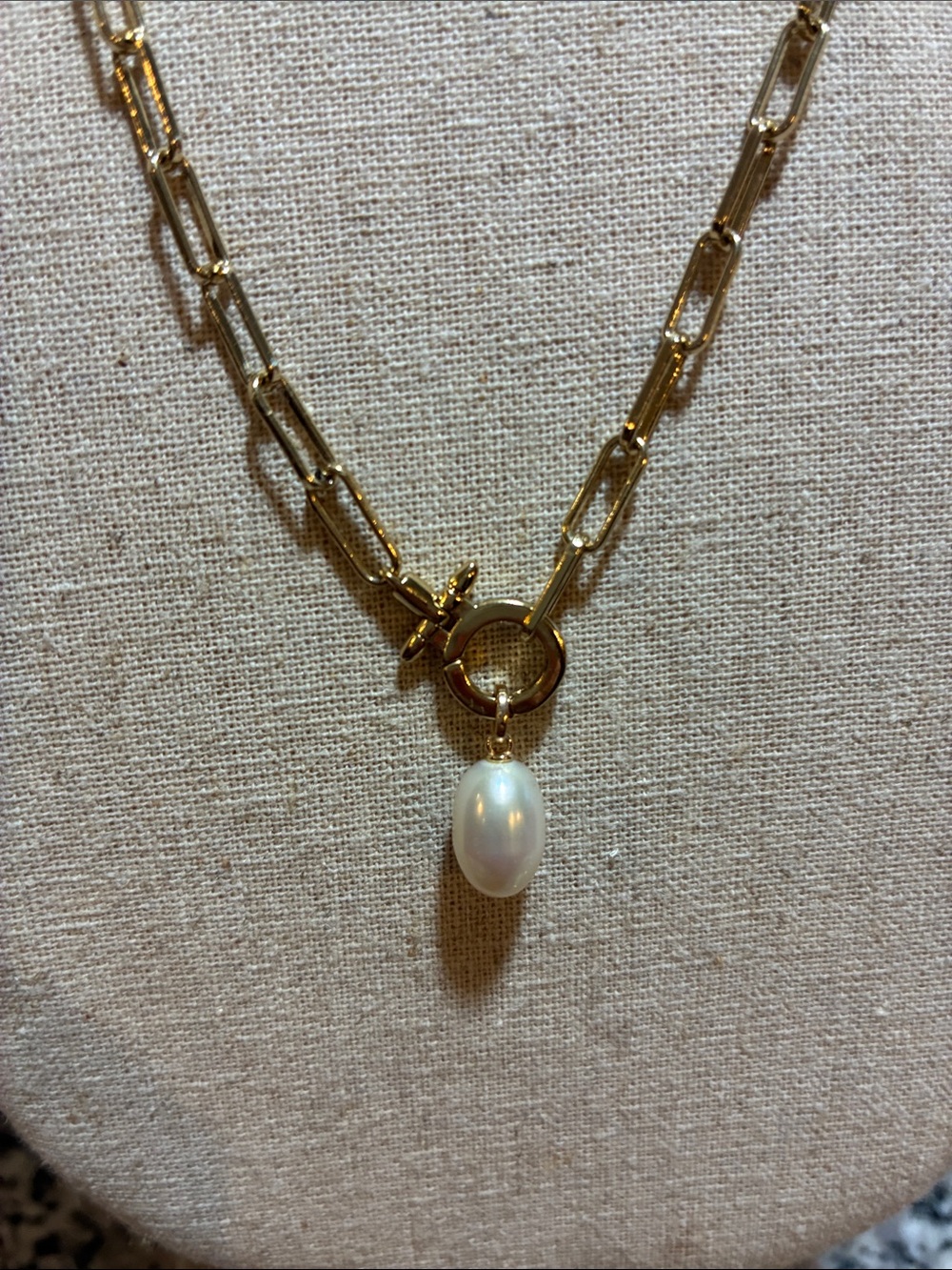 Stella & Dot Gold White Pearl Drop charm